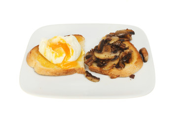 Mushrooms and egg on toast