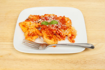 Tortelloni pasta on a tabletop