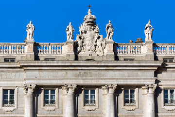 Fototapeta na wymiar Beautiful view of the facade of the Royal Palace of Madrid, Spain