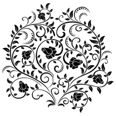 Bunch of roses silhouette isolated on white background.