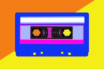 Illustration of a cassette tape with a yellow background