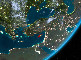 Orbit view of Cyprus at night