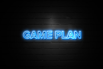Game Plan neon Sign on brickwall