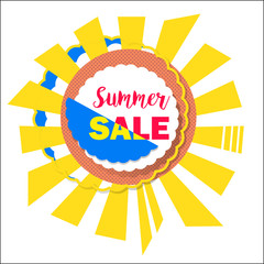 Summer Sale Sign Banner Poster for shopping, e-commerce, product promotion, social media stickers, marketing. Vector clip art.