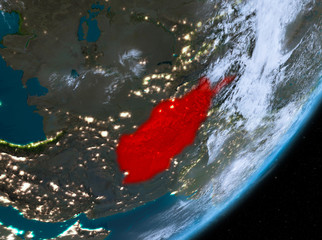 Orbit view of Afghanistan at night