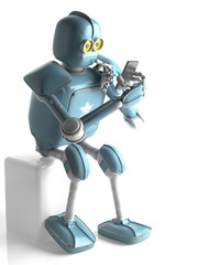 grunge vintage robot look on cell phone. 3D rendering.