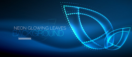 Neon leaf background, green energy concept