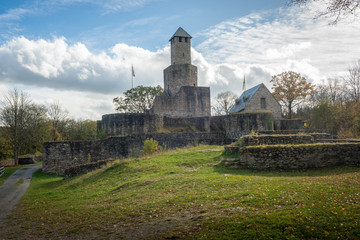 Grimburg Castle with Cumulus Clouds