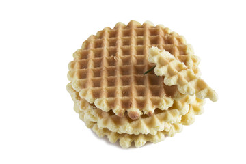 two thin baked crispy golden wafers