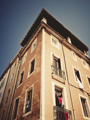 Ancient architecture in Narbonne, France in warm sunlight