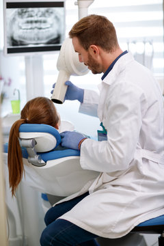 Dentist making x-ray on clinic