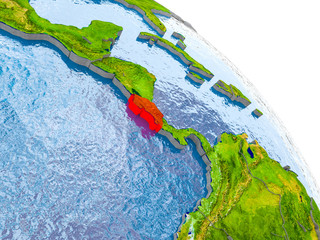 Costa Rica in red model of Earth