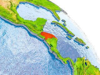 Honduras in red model of Earth