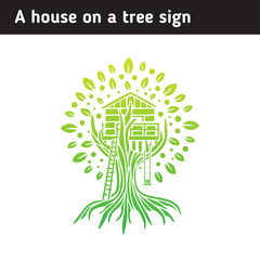 logo house on a tree, for a children's center or an educational institution