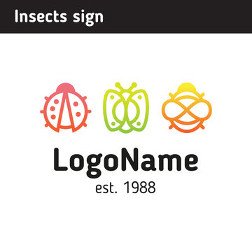 A logo from colored insects, well suited for a children's institution