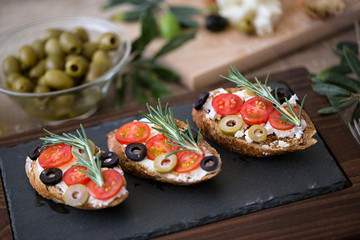 Italian sandwich- bruschetta for appetizer.