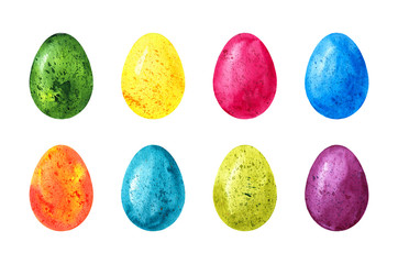 Colorful Easter eggs isolated on white background