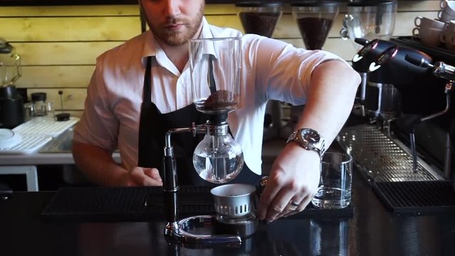 60 seconds timelapse Syphon alternative coffee brew style making