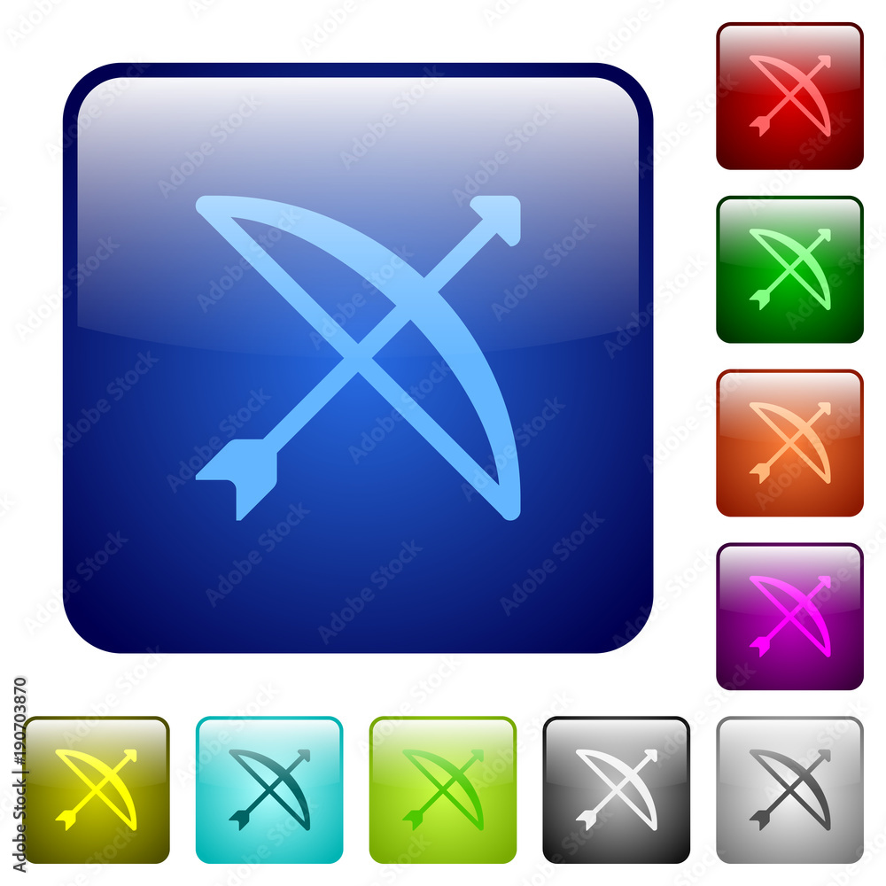 Poster bow with arrow color square buttons