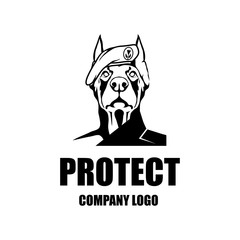 Security company vector logo design template. Protection logo. Dog in uniform. Logo icon design.