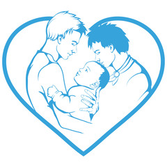 Gay couple. LGBT pride. Happy Homosexual family. Same-sex marriage.