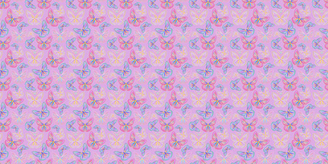 Butterfly neon, vintage decorative element, insect.Seamless pattern   illustration.