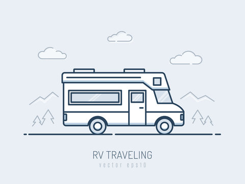 RV Vehicle Monoline Illustration