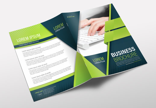 Brochure Cover Layout with Blue and Green Accents 10