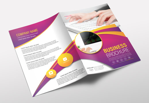 Brochure Cover Layout with Pink and Yellow Accents 2