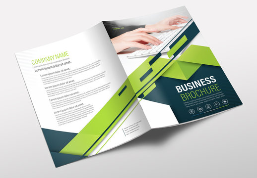 Brochure Cover Layout with Blue and Green Accents 12