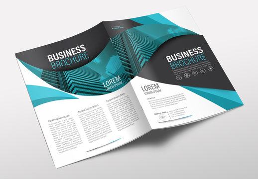 Brochure Cover Layout with Teal and Black Accents 3