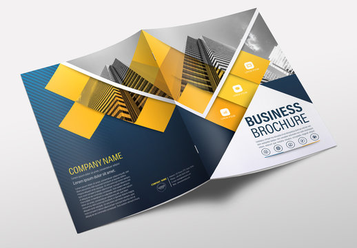 Brochure Cover Layout with Blue and Yellow Accents 6