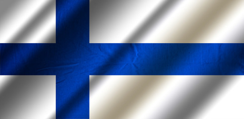Obraz premium Authentic colorful textile flag of Finland