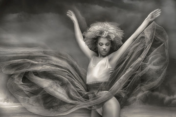 Graceful african american ballerine. © neonshot