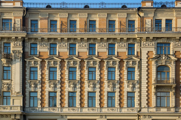 Fototapeta na wymiar Facade of historical building in Moscow