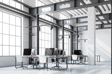 Loft office corner, computer screens