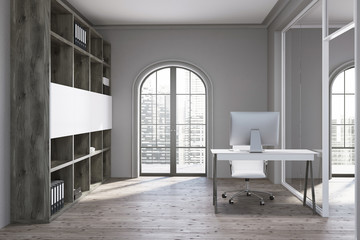 Gray office workplace