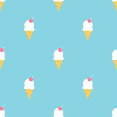 Colorful Ice Cream Summer Seamless Pattern. Vector Design