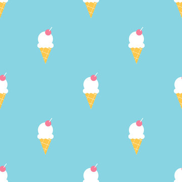 Colorful Ice Cream Summer Seamless Pattern. Vector Design