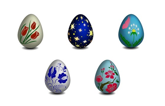 Set of Isolated realistic Easter eggs. Vector background.