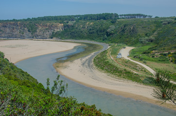 Fototapeta na wymiar View of Odeceixe-mar beach in Aljezur, Portugal