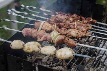 Meat grill, barbecue closeup
