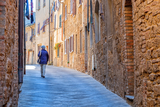 Charming little tight narrow streets of Volterra  town