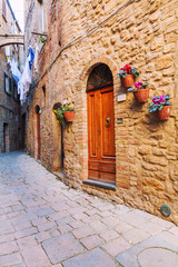 Charming little tight narrow streets of Volterra  town