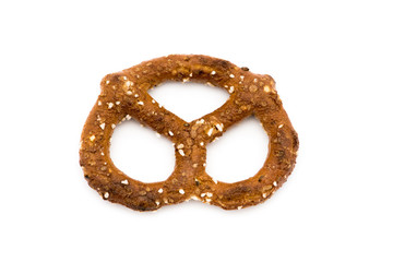 Salty pretzel isolated