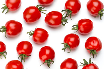 Plum tomatoes isolated on white background. Top view
