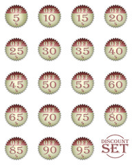 Set of discounts icons in percentages isolated on white