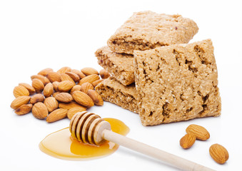 Fototapeta na wymiar Healthy bio breakfast grain biscuits with honey