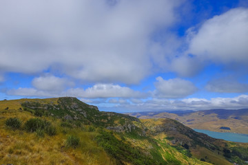 Beautiful scenery from Christchurch Gondola Station at the top of Port Hills, Christchurch, Canterbury, New Zealand.