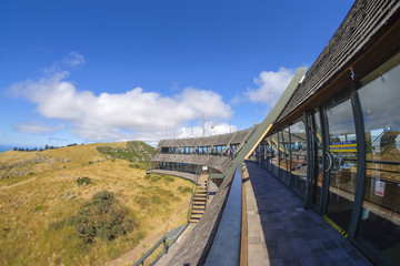 Fototapeta na wymiar Beautiful scenery from Christchurch Gondola Station at the top of Port Hills, Christchurch, Canterbury, New Zealand.